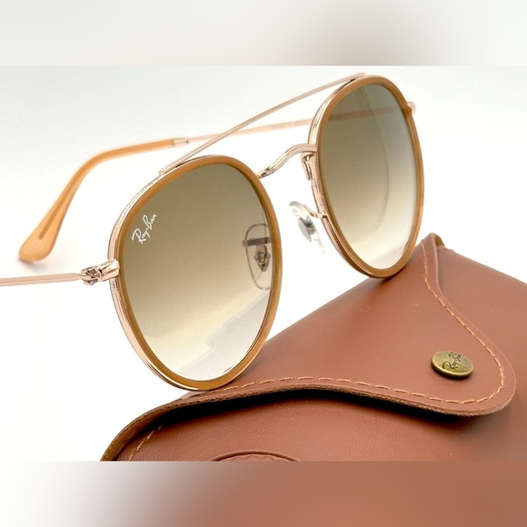 Ray-Ban Round Sunglasses 51mm Brown Lens RB3647N Circle Double 9070/51 - Picture 11 of 13